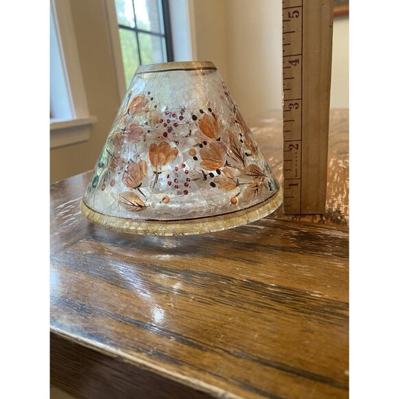 Yankee Candle Crackled Glass Floral Candle Shade Topper 4.5" - Picture 4 of 7